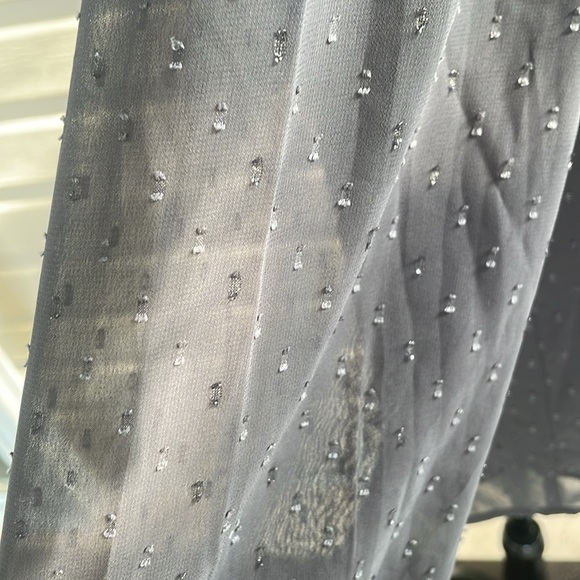 Ann Taylor grey high collared chiffon ruffled blouse with dots and subtle bling - Picture 7 of 13